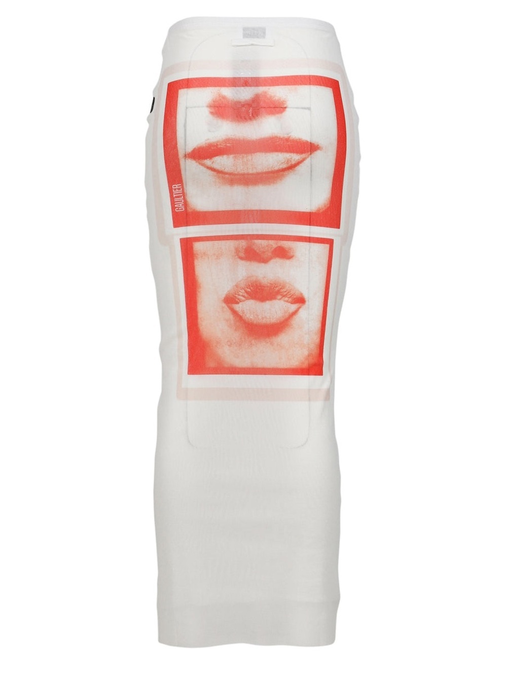 Jean Paul Gaultier Re-Edition Eyes & Lips Print Mesh Maxi Skirt White S $500 - Picture 4 of 13